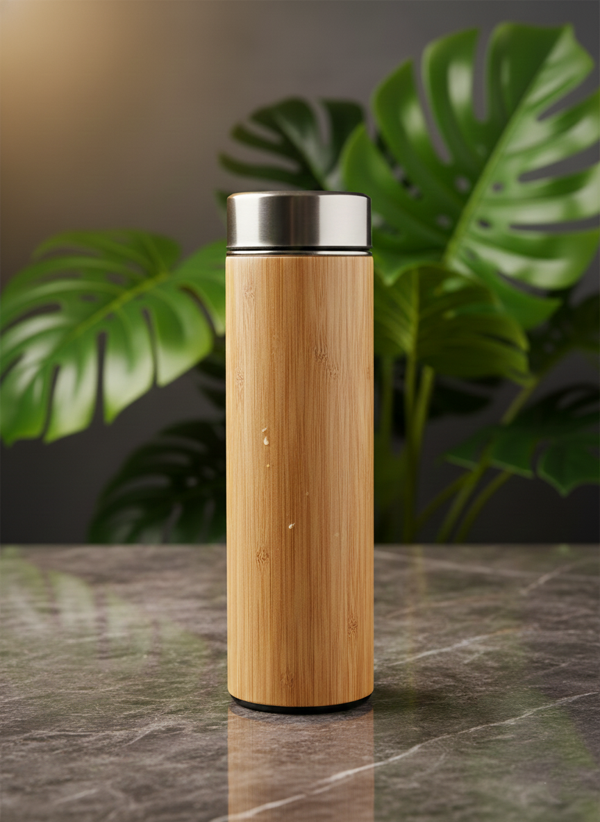 Bamboo-Inspired Double-Walled Stainless Steel Flask