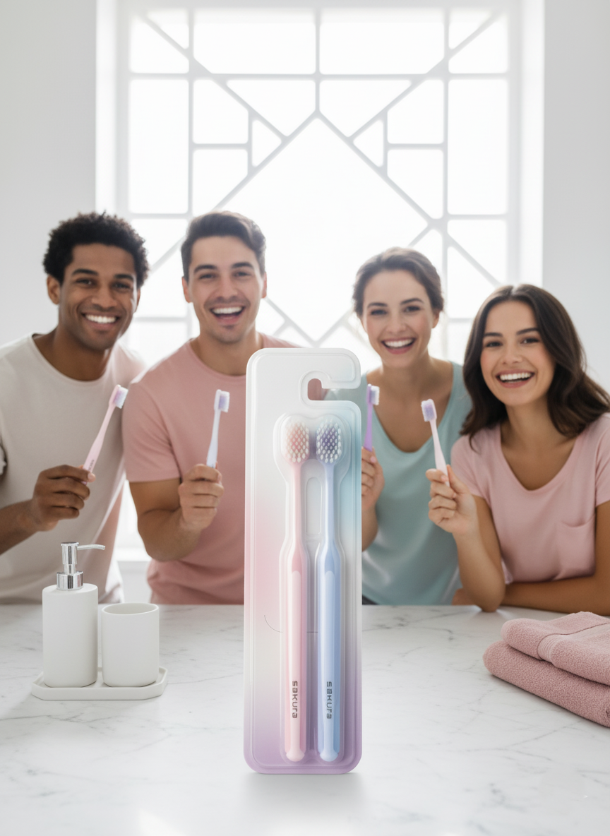 Premium Fresh Soft Bristle Toothbrushes for His & Hers Sparkling Smiles (Pink, Purple)