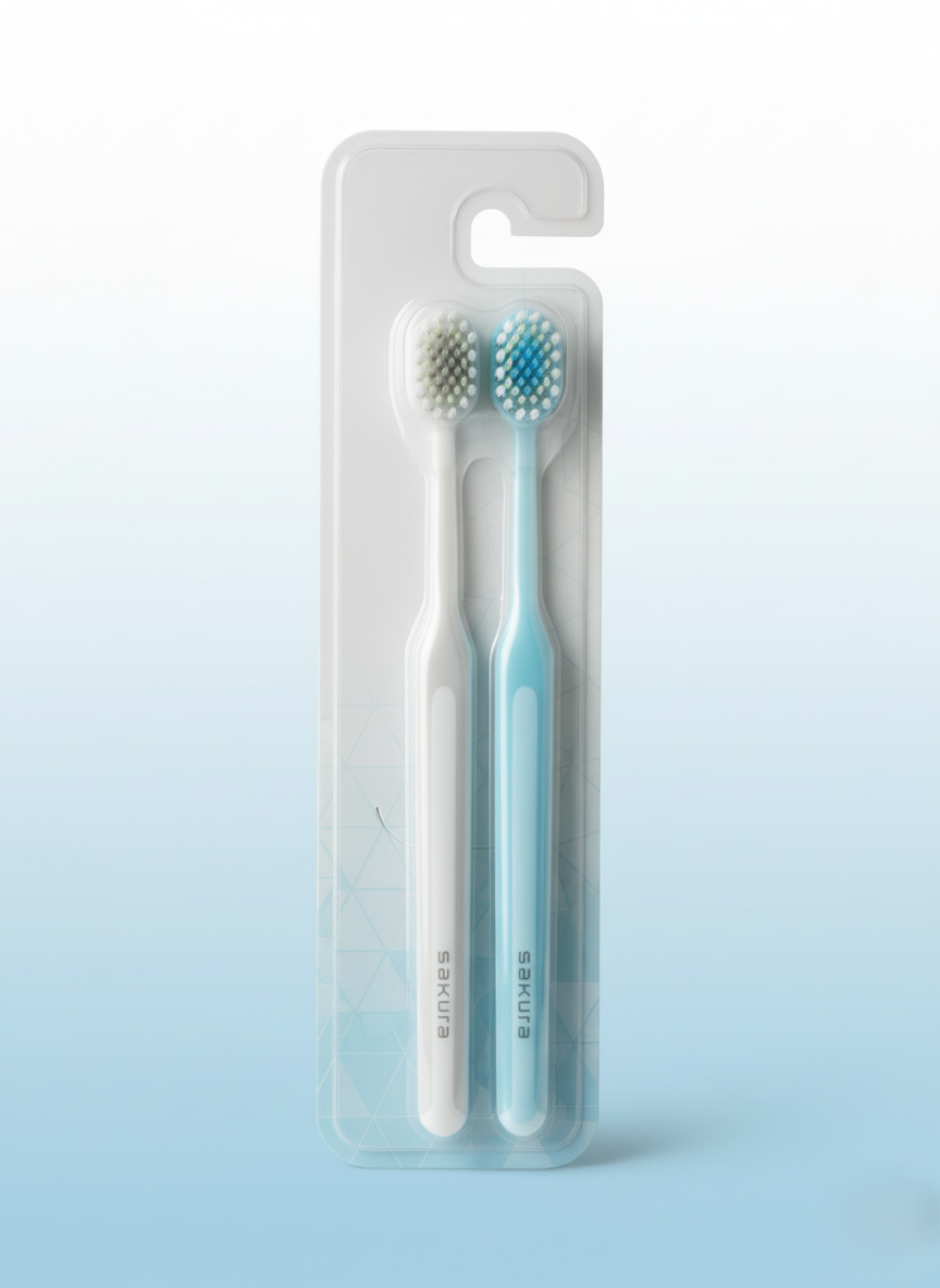 Premium Fresh Soft Bristle Toothbrushes for His & Hers Sparkling Smiles (Sky,Grey)