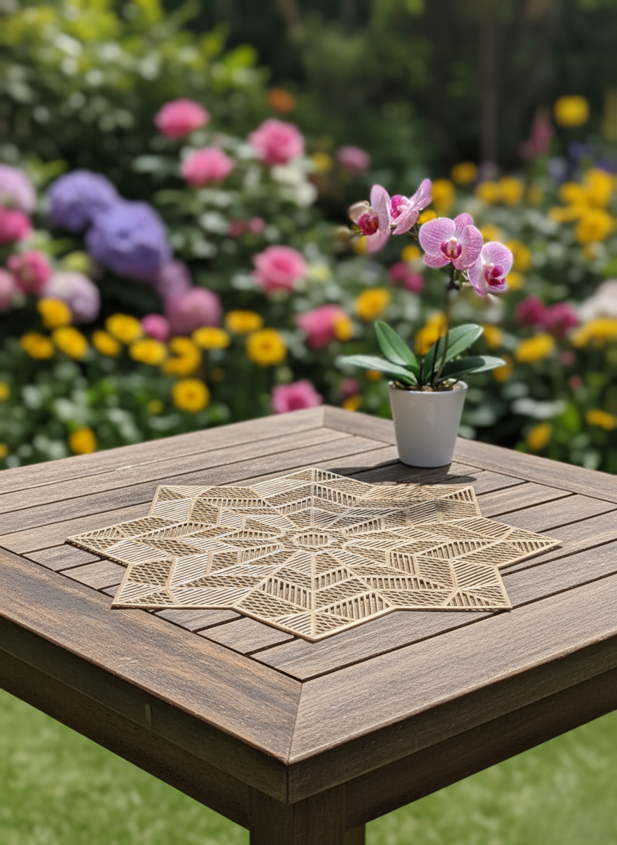 Golden luxury intricate geometric star Mat – Elegant Heat-Resistant Placemat