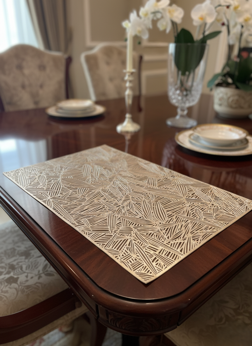 Golden Botanical Placemat – Elegant Heat-Resistant Placemat
