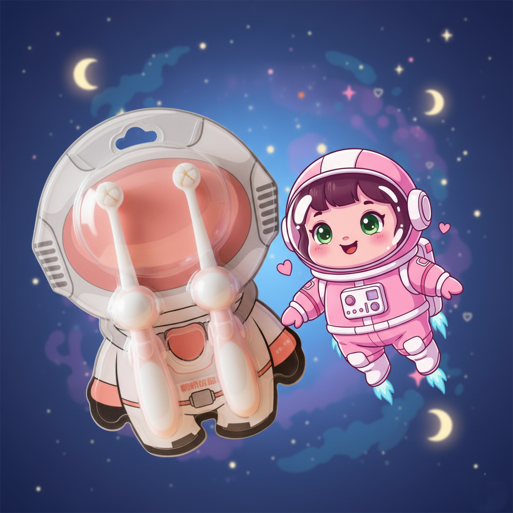 Kids-Astronaut-Toothbrush-set-pink