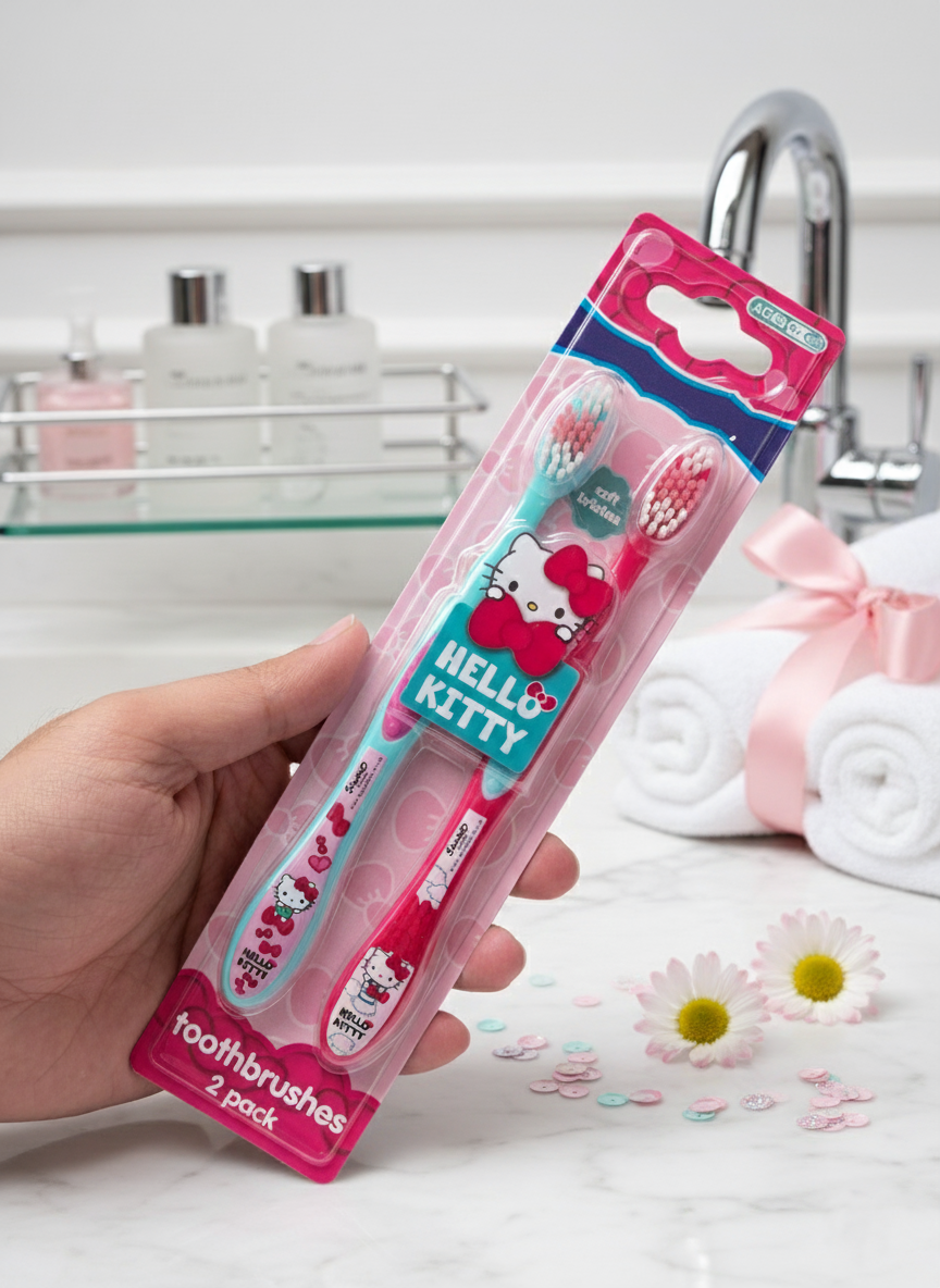 Hello Kitty toothbrush set with colorful packaging