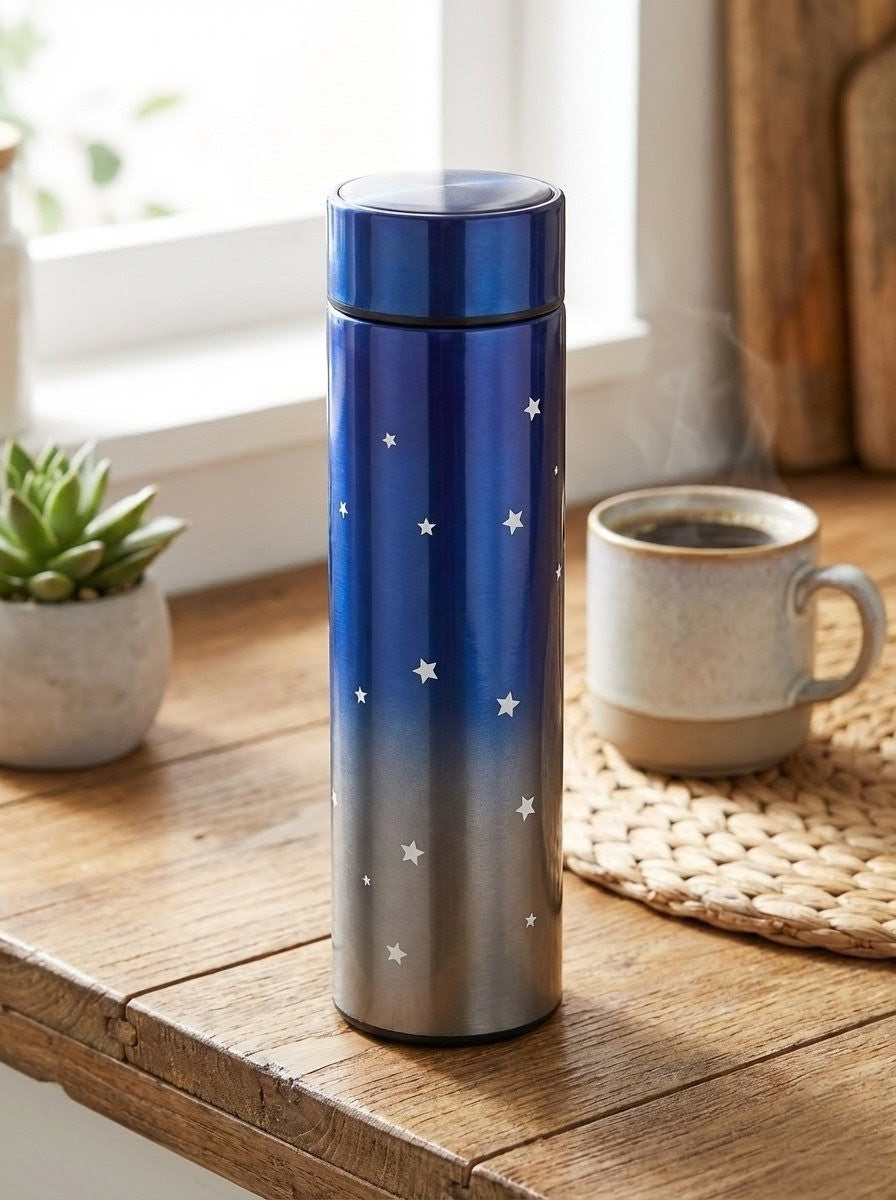 Smart LED Display Flask | Hot & Cold Stainless Steel Bottle - Nebula Blue