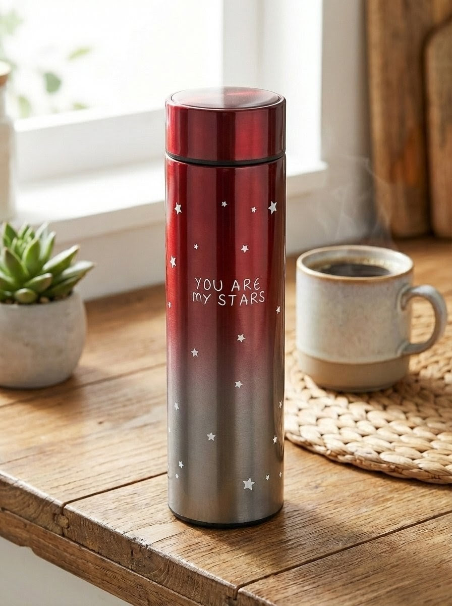 Smart LED Display Flask | Hot & Cold Stainless Steel Bottle - Red Twilight