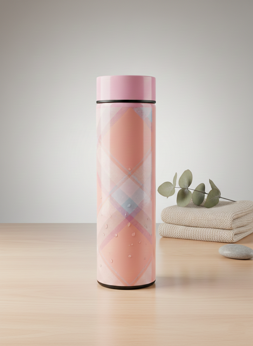 Smart Temperature Display Vacuum Mug – Touch Sensor Lid | Leak-Proof & 360° Insulated - Pink