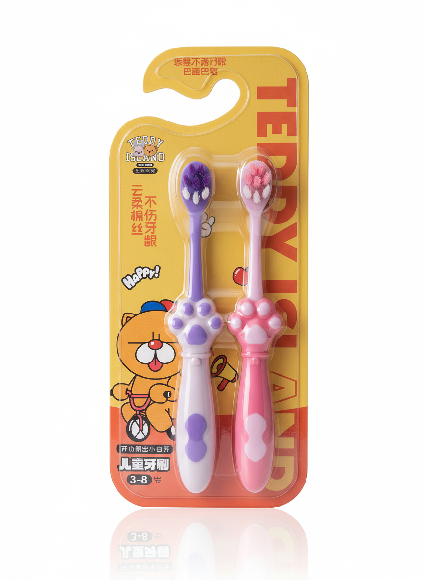Ultrasoft-Teddy-Toothbrush-duo-for-kids Pink & Purple
