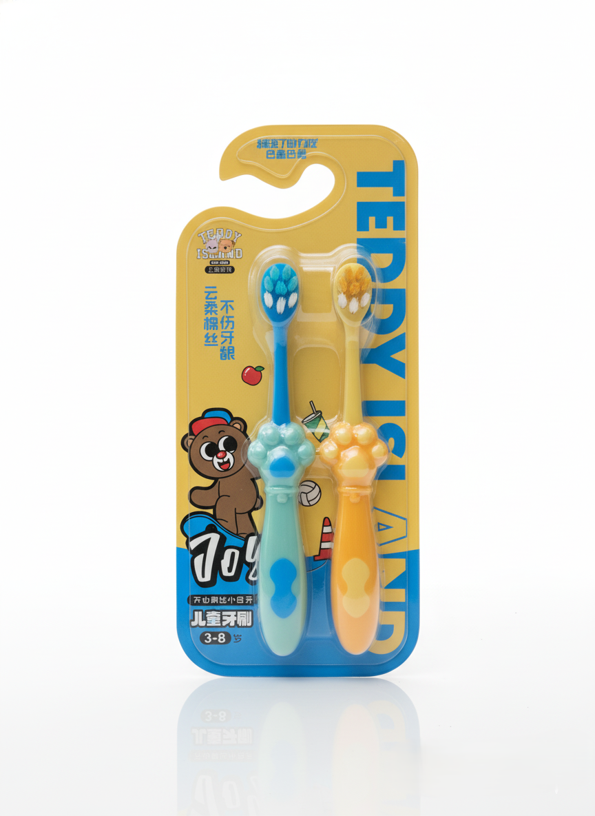 Ultrasoft-Teddy-Toothbrush-duo-for-kids Blue & Yellow