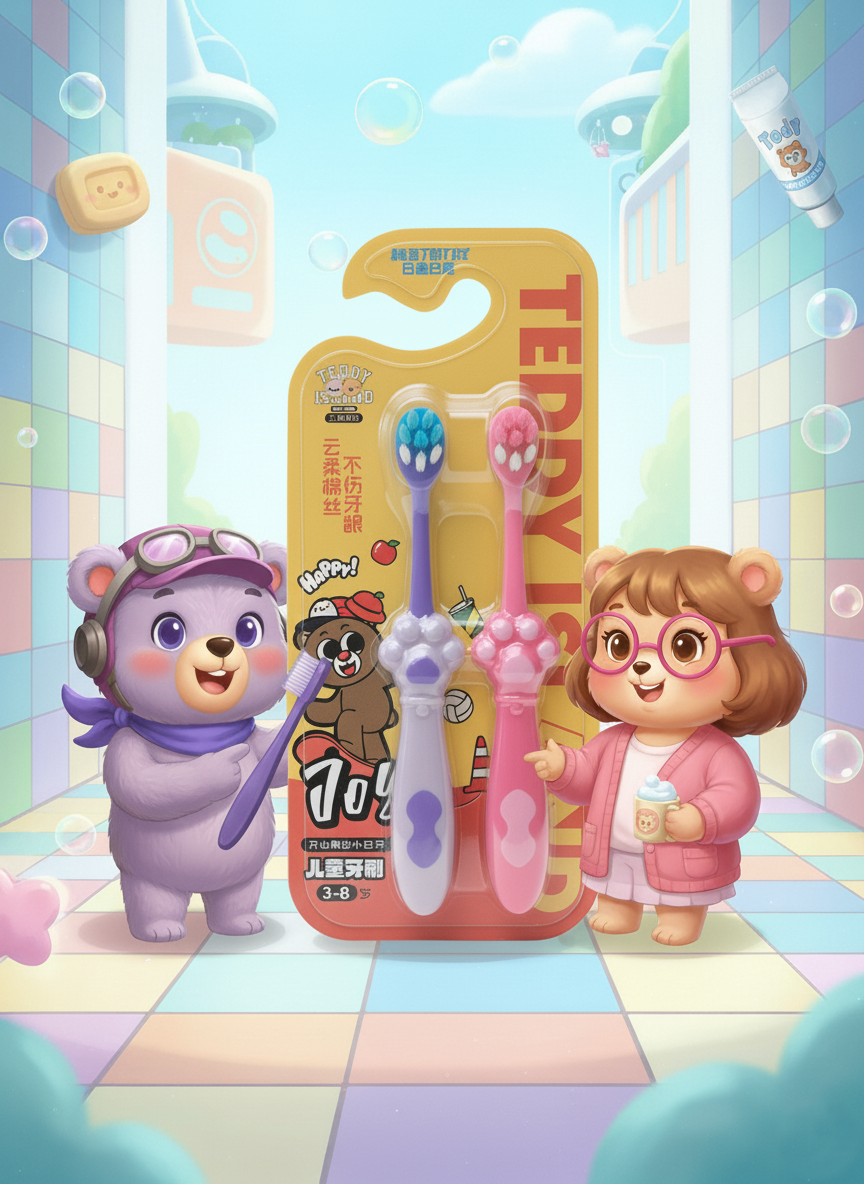 Ultrasoft-Teddy-Toothbrush-duo-for-kids Pink & Purple